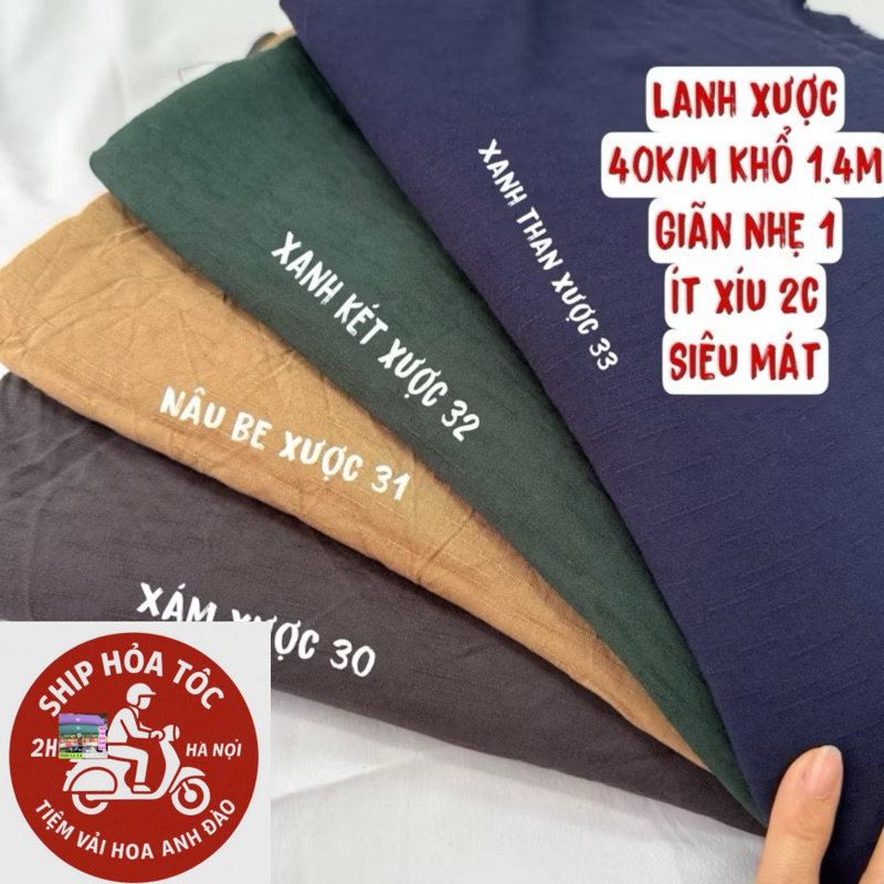 Vải Lanh cotton - Lanh xước - Mát -Mềm Mịn