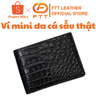 Ví da cá sấu nam mini 2 mặt FTT Leather da cá sấu cao cấp nhỏ gọn tiện lợi 3 màu kích thước 9cmx11cm