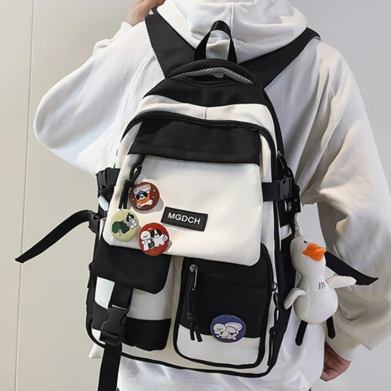 Balo đi học nam nữ cặp đi học cấp 2 3 balo thời trang Hàn Quốc vải nylon cao cấp chống nước.