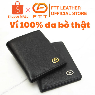 Ví da nam da bò vân hạt kích thước FttLeather dáng ngang, dáng đứng nhiều ngăn 12.5cm x 9.8cm