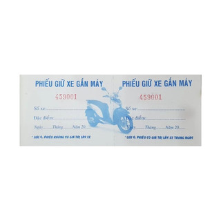 Phiếu Gửi Xe Gắn Máy Khổ 16 x 6.5cm Lốc 10 Quyển