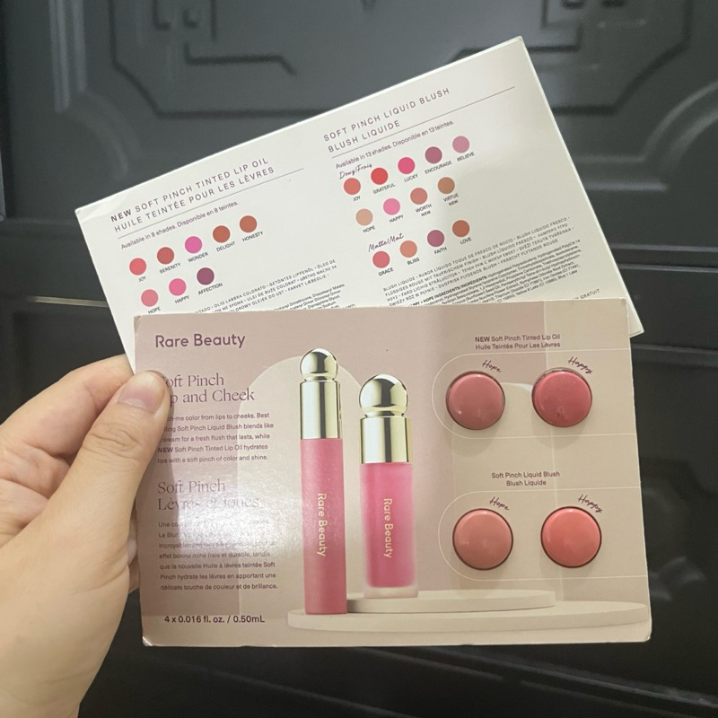 Sample mẫu thử má hồng kem và son bóng Rare Beauty