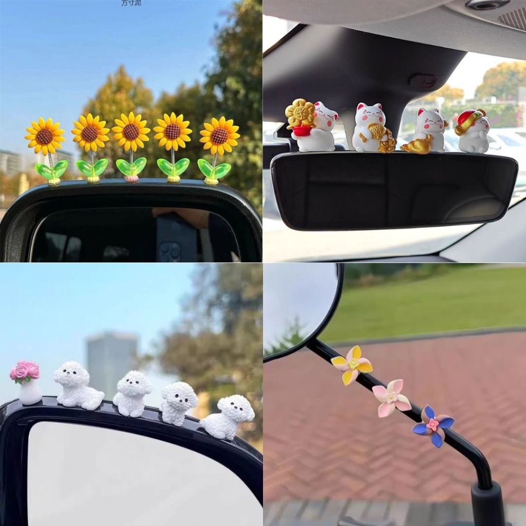 [TẶNG MIẾNG DÁN] Bộ sưu tập mô hình dán gương xe, trang trí xe máy, đỉnh màn hình máy tính, decor taplo ô tô, xe hơi