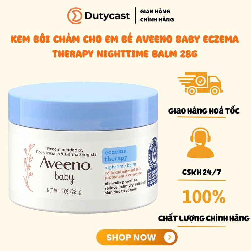 Kem Bôi Chàm Cho Em Bé Aveeno Baby Eczema Therapy Nighttime Balm 28g của Mỹ