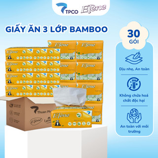 Thùng 30 Gói Giấy Ăn Gấu Trúc Elene Bamboo 100 Tờ - 3 Lớp🎋Giấy Rút Đa Năng🎋
