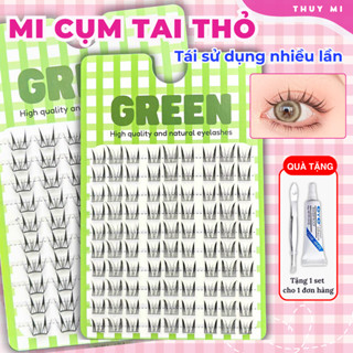 Mi Giả Tách Cụm Tai Thỏ Mắt Ướt Douyin Chùm Tự Nối Thuỷ Mi GREEN (Tặng 1 keo nhíp cho 1 đơn hàng)