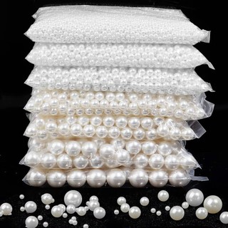  Set 100-300 hạt ngọc trai nhựa không lỗ  hạt bẹt  hạt cườm dùng đính quần áo  trang sức  phụ liệu may mặc 