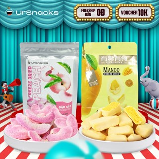 [Combo Mix 2 Vị] Đào & Xoài Sấy Thăng Hoa Nguyên Chất Ursnacks Trái Cây Sấy Đồ Ăn Vặt Văn Phòng