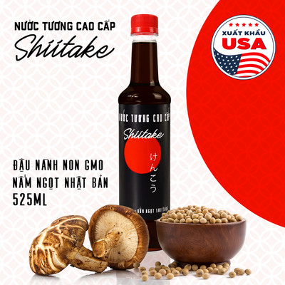 [525ml] Nước tương cao cấp Shiitake chai nhựa 525ml/chai lên men nấm ngọt đậu nành Làng Chài Xưa