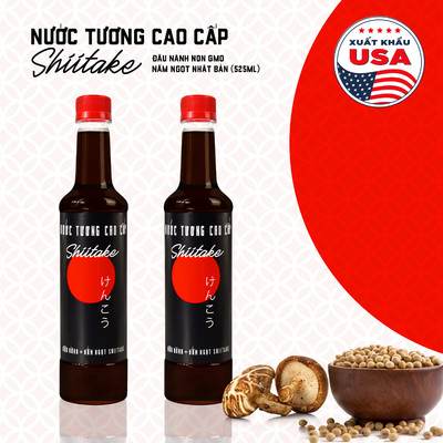 [2 Chai 525ml] Nước Tương Cao Cấp Shiitake Làng Chài Xưa Lên Men Từ Nấm Ngọt Shiitake Và Đậu Nành
