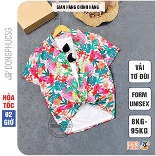 Áo đi biển nam nữ hoa lá form unisex cho gia đình hội nhóm cặp đôi chất vải tơ đũi mát mịn nhẹ