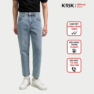 Quần Jean Nam KRIK Chất Cotton Mềm Dáng Baggy Phóng Khoáng Wash Xanh Dễ Phối Đồ QJ6188 