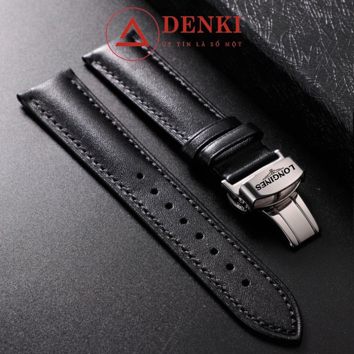 Dây Đồng Hồ Longines Da TRơn khóa bướm size 16,18,20,21,22mm(2001)