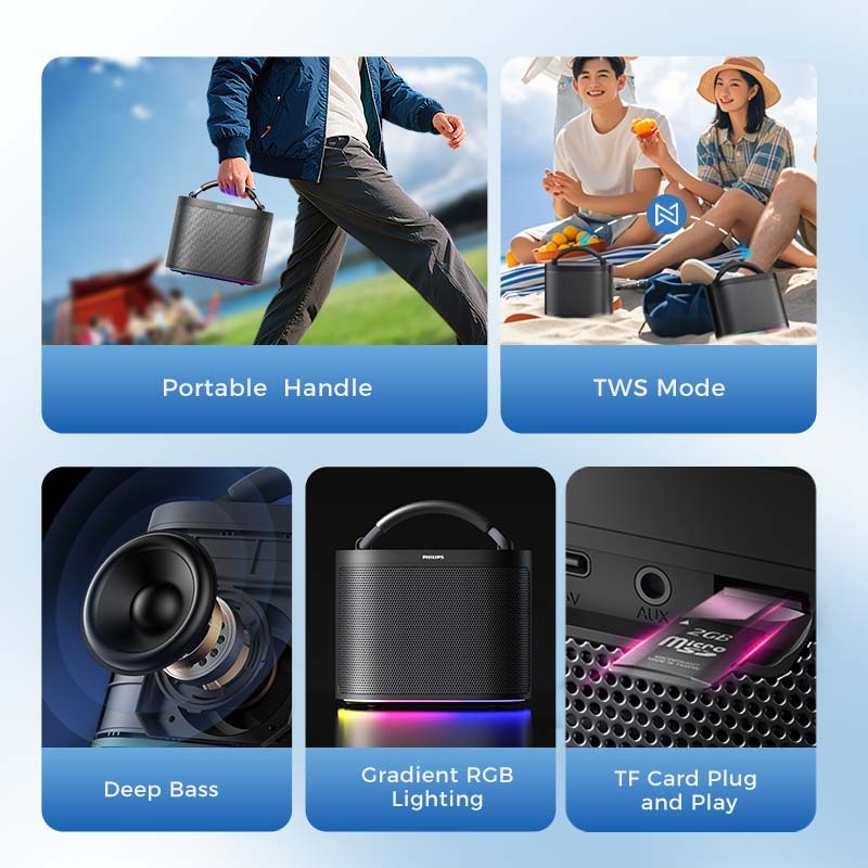 Loa Bluetooth Philips TAS4200 – Âm thanh 20W | TWS Stereo | 10h phát nhạc | AUX/TF | Có tay cầm | BigBuy360 - bigbuy360.vn