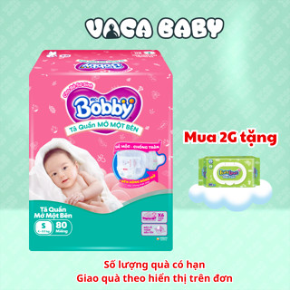 Tã/bỉm quần mở một bên Bobby mẫu mới dành cho bé 6-10kg size S80 miếng