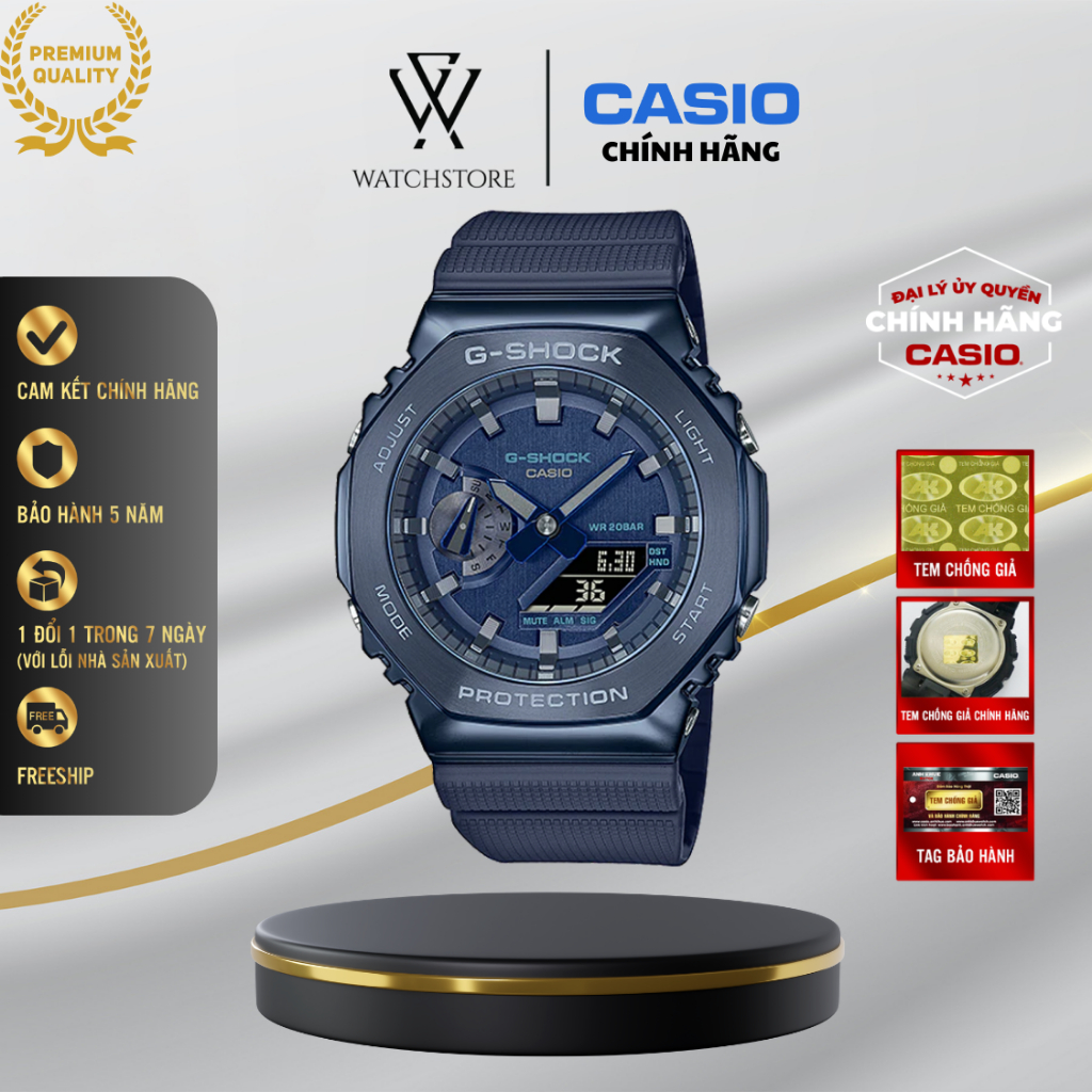 Đồng Hồ Quartz Nam Casio WATCHSTORE GM-2100N-2ADR Mặt Kính Khoáng 44.5mm, Dây Đeo Nhựa Và Vỏ Thép Kh