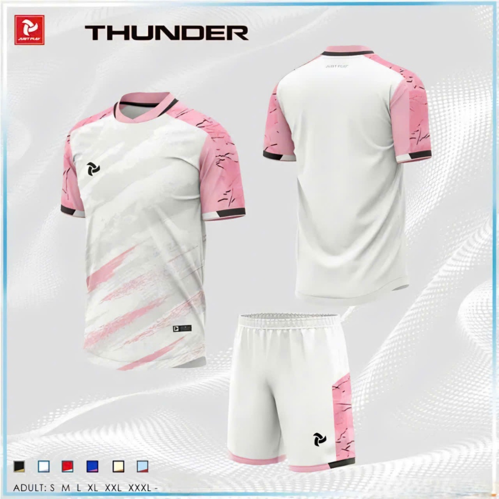 Áo đá bóng , đồ đá banh , nam nữ mẫu Xoáy Hồng Trắng vải mè thái bộ bóng đá - in tên theo yêu cầu