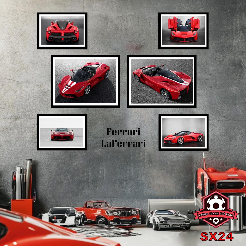 Bộ 6 tranh siêu xe FERRARI dán tường, tranh ảnh decal,poster siêu xe Ferrari, ảnh đẹp xe Ferrari