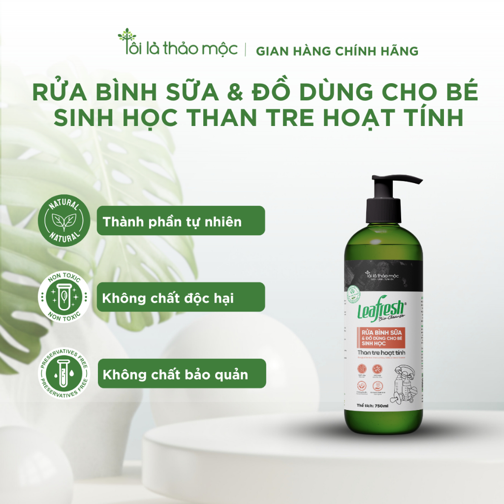 Rửa bình sữa & đồ dùng cho bé Leafresh 750ml - Sinh học an toàn, sạch khuẩn, không hương liệu Tôi Là