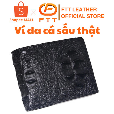 Ví nam da cá sấu 2 mặt phần gù đầu dáng ngang, đứng kích thước 12x9 - FTT Leather