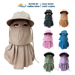 [Tặng 2 quà] Nón Khẩu Trang Mắt Phi 5 Lớp Che Nắng Vành Rộng Chống Nắng Bảo Vệ Da Chất Liệu Thun Mềm - Huỳnh My Chốngquà