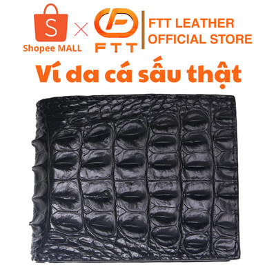 Ví nam da cá sấu 2 mặt phần gai lưng dáng ngang, đứng kích thước 12x9 - FTT Leather