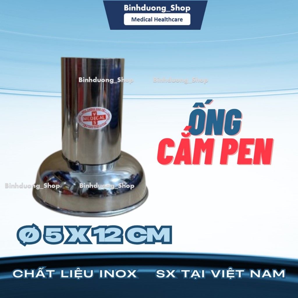 Ống cắm pen cỡ nhỏ 5x12cm inox đựng pen kéo nhíp y tế