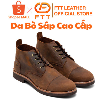 Giày da bò sáp nam Trench Chukka FTT Leather đế cao su đúc cao cấp chống trơn trượt F704