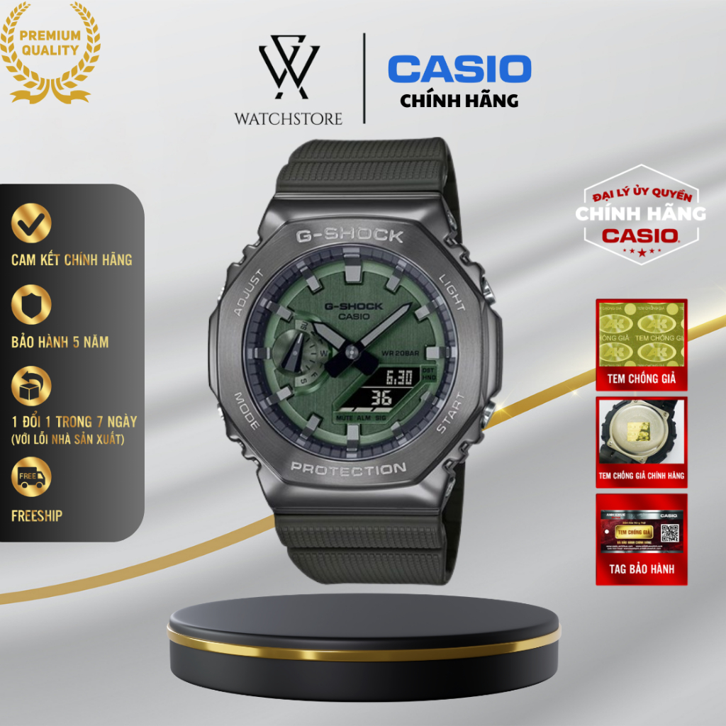 Đồng Hồ Quartz Nam Casio WATCHSTORE GM-2100B-3ADR Mặt Kính Khoáng 44.5mm, Dây Đeo Nhựa Và Vỏ Thép Kh