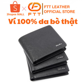 Ví da bò nam dáng ngang cao cấp FTT Leather tiện lợi nhiều ngăn để thẻ cam kết da thật