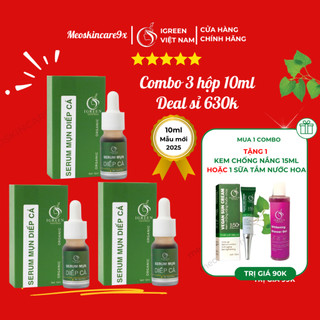   DEAL SỈ  Combo 3 Serum Diếp Cá Igreen 10ml hoặc 6 Lọ 5ml Hỗ trợ giảm mụn giảm thâm dành cho da dầu mụn kèm quà 