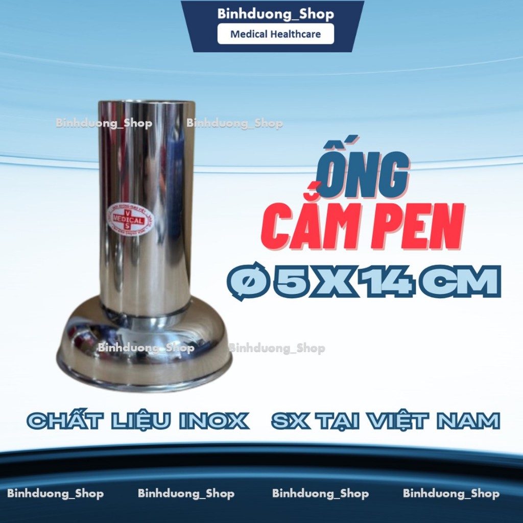 Ống cắm pen 5x14cm cỡ trung inox đựng pen kéo nhíp y tế