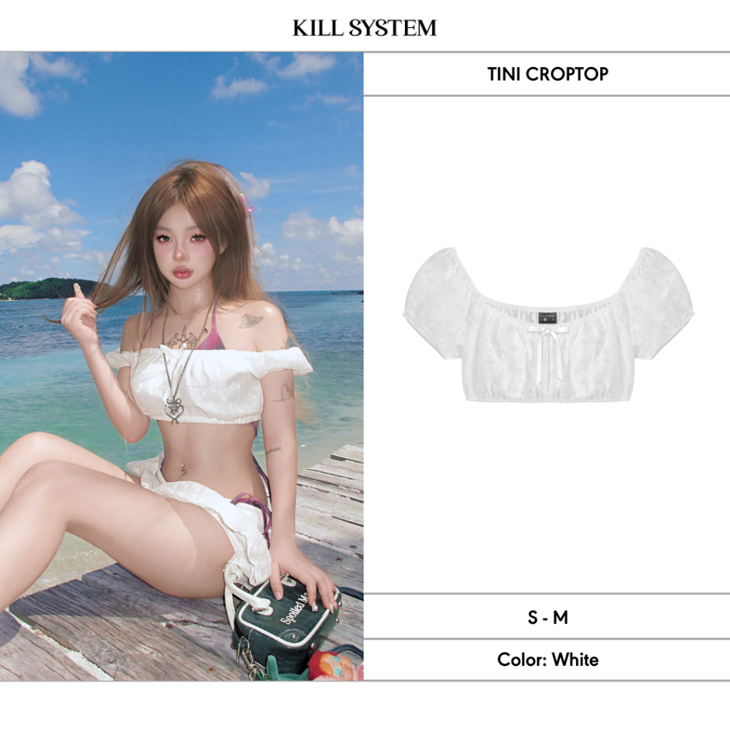 Áo crotop nữ mùa hè cổ tròn tay phồng TINI phối ren ôm body quyến rũ - 𝐊𝐈𝐋𝐋 𝐒𝐘𝐒𝐓𝐄𝐌 | BigBuy360 - bigbuy360.vn