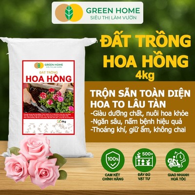 Đất Trồng Hoa Hồng GreenHome, Sfarm, Túi 4Kg, Hữu Cơ, Trộn Sẵn, Tiện Lợi, Đầy Đủ Dinh Dưỡng