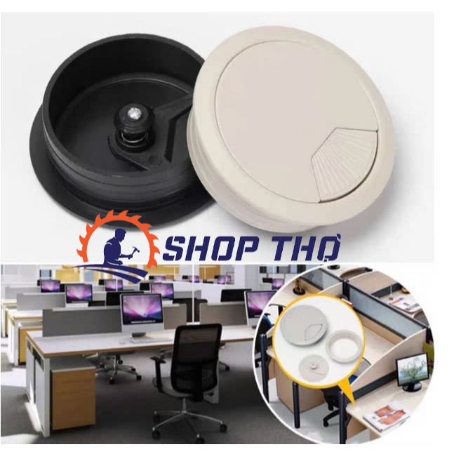 Bộ nắp luồn dây điện D35, D50, D60, D80mm màu xám và màu đen chất liệu nhựa.