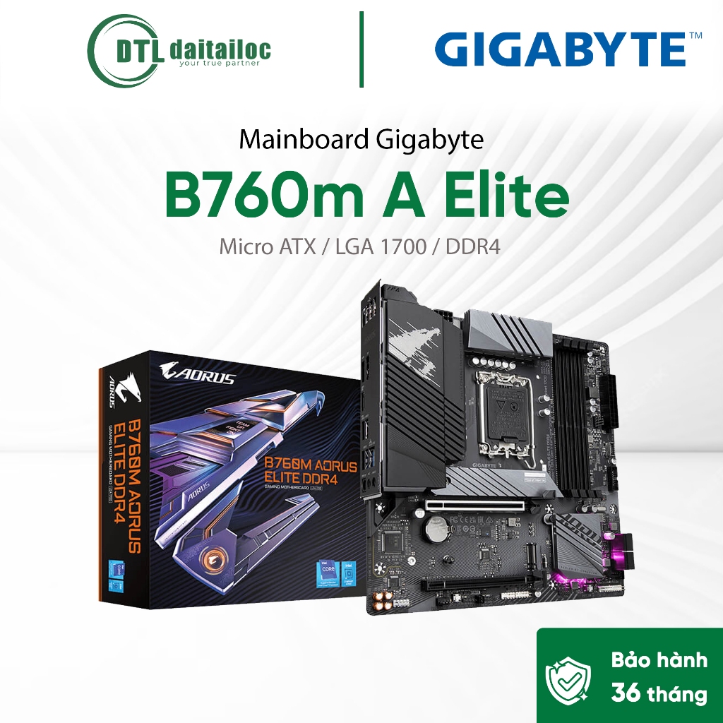 Mainboard Gigabyte B760M Aorus Elite Micro ATX LGA 1700 DDR4 | Chính Hãng | Bảo Hành 36 tháng