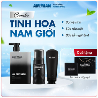 Combo Sữa tắm gội nam 5in1 365ml & Gel rửa mặt AM AGERASIA 100ML & Bọt vệ sinh nam 120ML AM-MAN