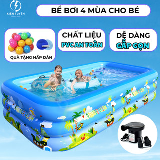 [Tặng bóng] Hồ bơi cho bé 3 tầng 3M, 2M6, 2m1 và 1m8,1M5,1m, bể bơi cho bé đáy 2 lớp chống trượt dày dặn kèm bơm