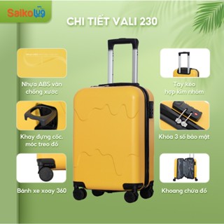 Vali kéo SK 230 Size 20 24 Nhựa Abs siêu nhẹ có khay để cốc, móc treo đồ tiện lợi