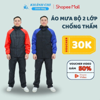  Áo mưa bộ 2 lớp size 2XL 1,7-1,75m và 65-72kg Khánh Chi không túi ngoài giữ nhiệt chống nước cao cấp 