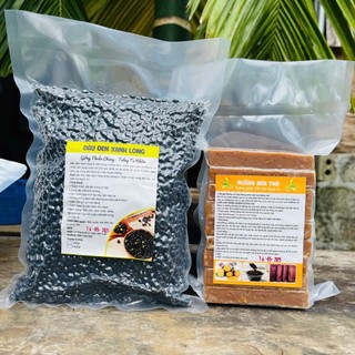 Combo 1Kg Đường Mía Thô + 1Kg Đậu Đen Xanh Lòng Giống Thuần Chủng Không Hoá Chất (Tổng 2Kg)