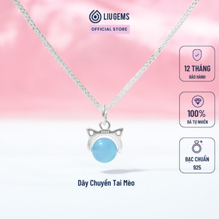 Dây Chuyền Bạc 925 Nữ Liugems 1 Hạt Đá Phong Thuỷ Tự Nhiên Tinh Tế Handmade Tai Mèo Dễ Thương DC08