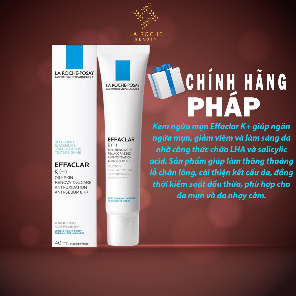 Kem Chấm Mụn La Roche-Posay Effaclar K (+) –Xóa Mụn Đầu Đen, Kiểm Soát Nhờn, Giảm Thâm Mụn