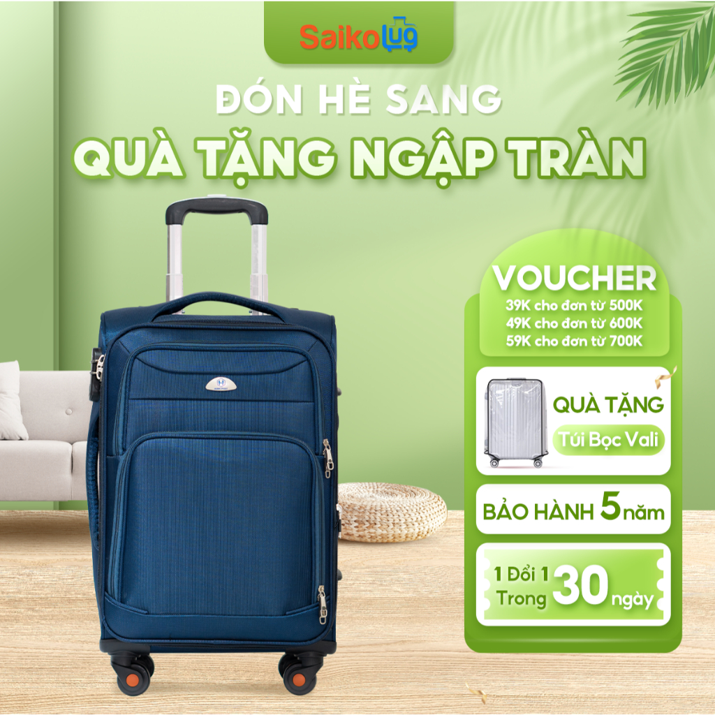 Vali kéo vải cao cấp Hùng Phát 890 khóa bảo mật 3 số bánh xoay 360 độ