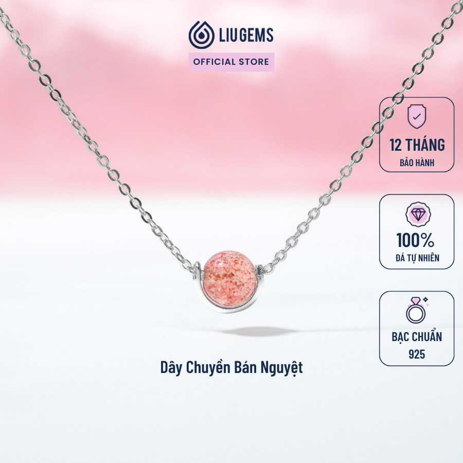  Dây Chuyền Bán Nguyệt Bạc Nữ 925 Liugems Mix Đá Tự Nhiên Phong Thuỷ Tinh Tế Dễ Thương DC15 