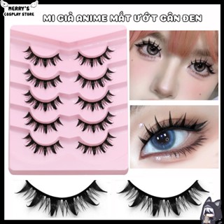  Lông Mi Giả Gân Đen Dáng Anime Truyện Tranh Mắt Ướt Cong 3D Tự Nhiên 
