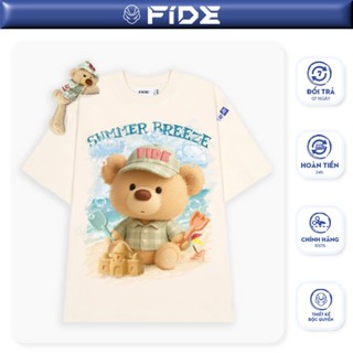 Áo thun FIDE JoyBear unisex form rộng đính gấu local brand cổ tròn oversize Teddy - AT181(Tặng gấu)