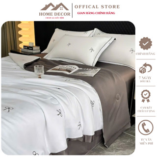 Bộ chăn ga gối lụa thái 4 món chăn chần bông, gạ giường và vỏ gối lụa thái cao cấp mềm mịn mát lạnh