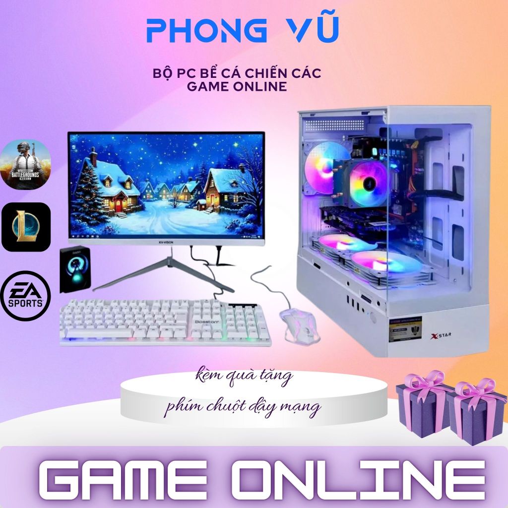 Bộ Máy Tính Case PC Trắng Màn ",22",24" Inch, Core i5, i7 Ram 8-16Gb, SSD 256Gb Chơi Game Mượt Mà-Tặng Kèm Phím Chuột