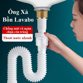 Bộ xả nhấn Lavabo HOMELOVE Bộ xi phông ống xả nhựa ống xả ruột gà lõi thép không gỉ co giãn ngăn mùi hôi 